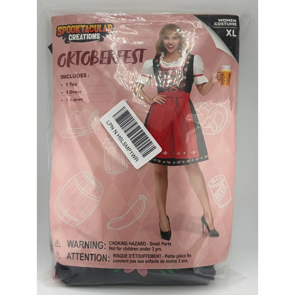 NWT Spooktacular Creations Oktoberfest Costume Women's XL Red Floral Halloween